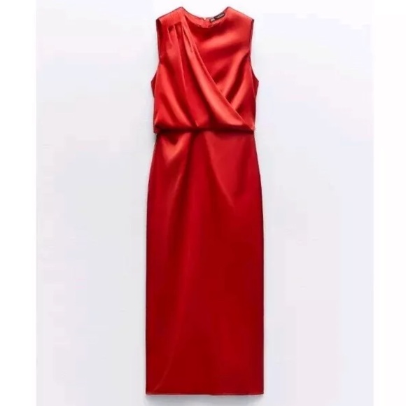 Zara satin effect midi dress - Picture 4 of 7